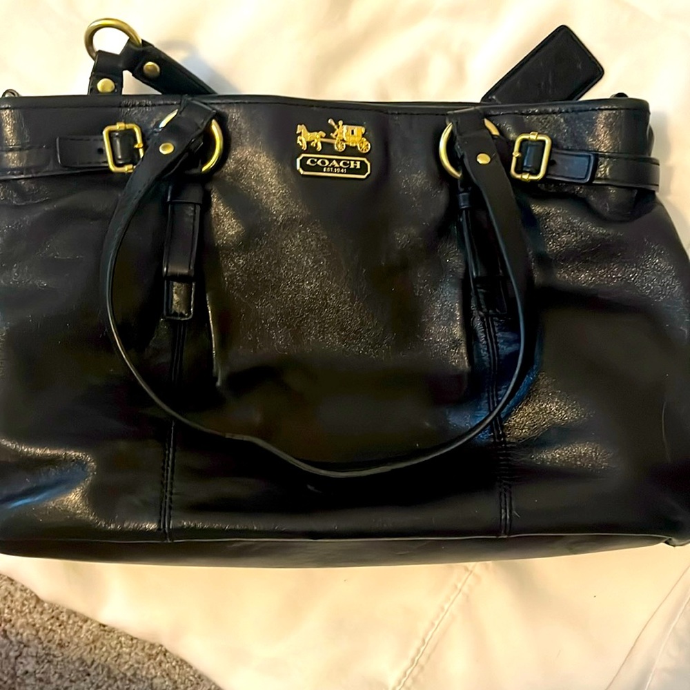 Coach Black Leather Tote Bag